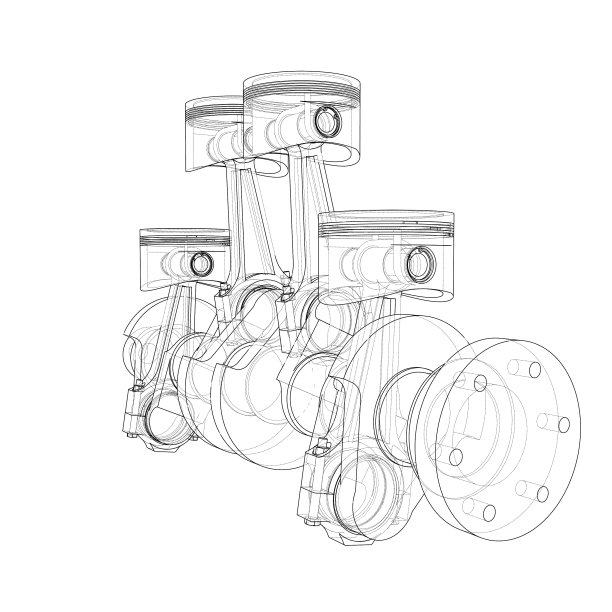 发动机活塞轮廓渲染3d图片下载