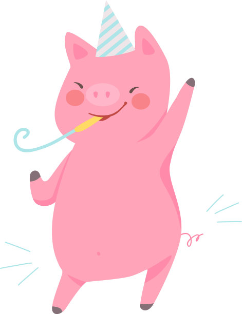 卡通快乐的猪在一个白色图片下载