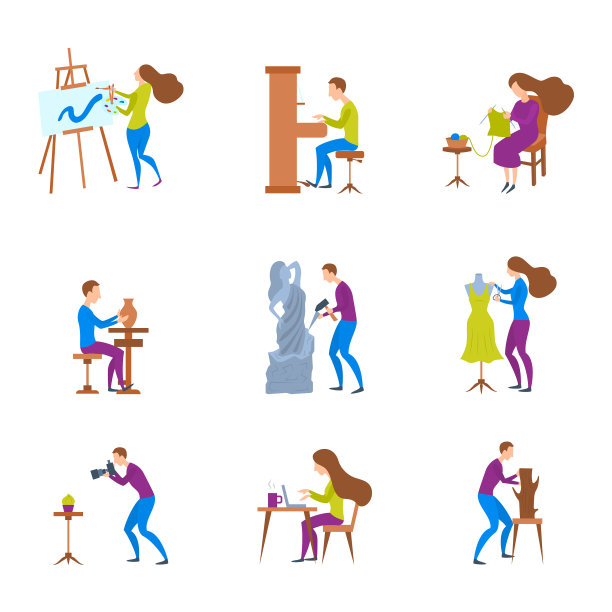 卡通色彩人物人物和艺术图片下载