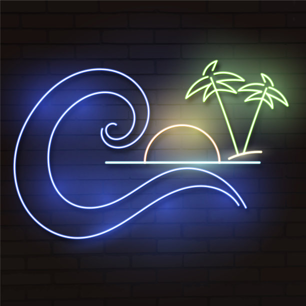 夏天霓虹灯标志图片下载