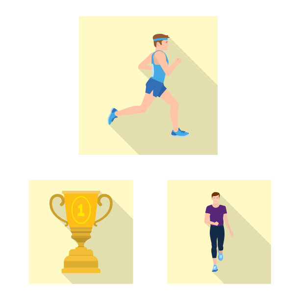 设计运动和优胜者标志套装图片下载
