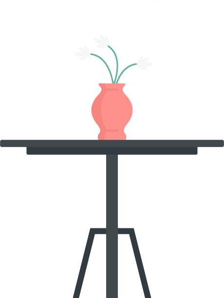 红色花瓶上的桌子图标平风格图片下载