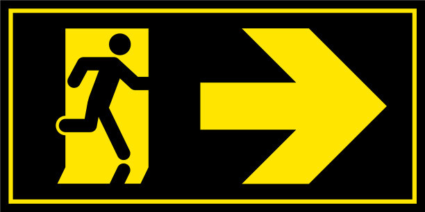 紧急出口标志员从消防出口跑出来图片下载