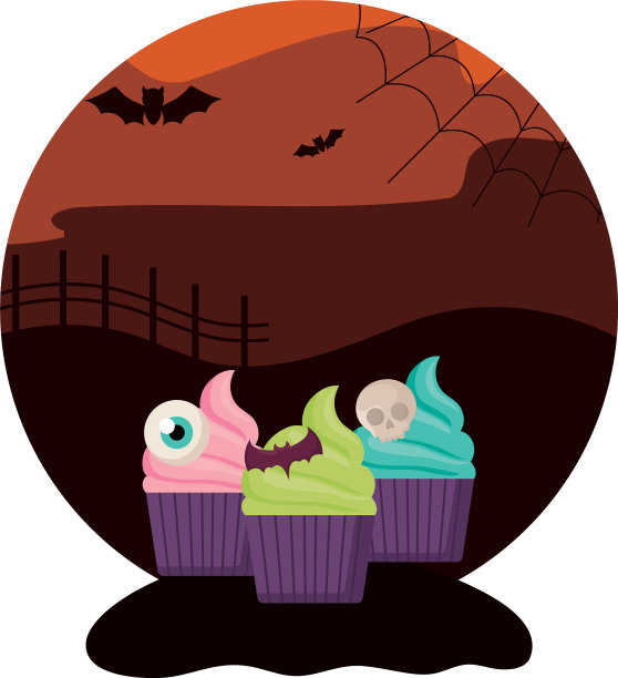 万圣节的美味新鲜纸杯蛋糕图片下载