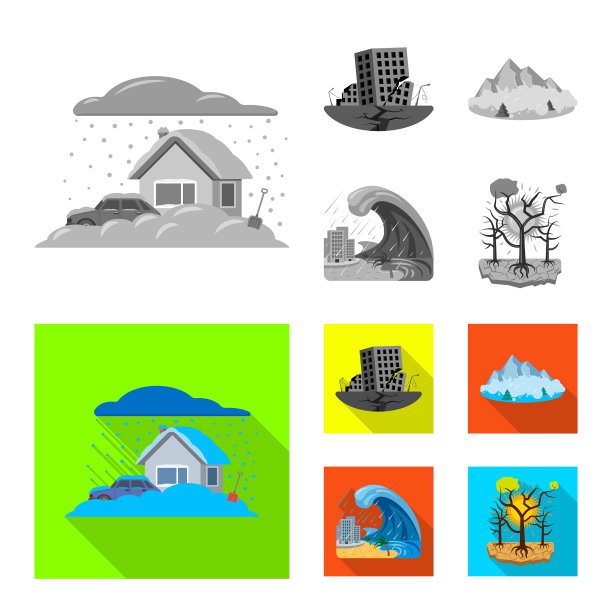 孤立对象自然灾害标志集图片下载