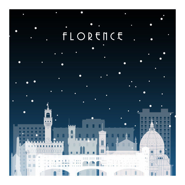 弗洛伦斯的冬夜，平淡的夜城图片下载