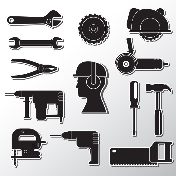 设置图标建筑工具锤锯扳手图片下载