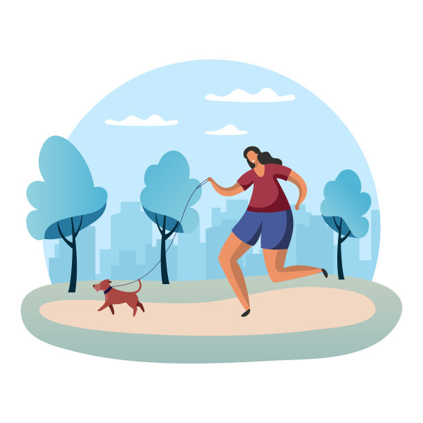 带着狗跑的女运动员图片下载