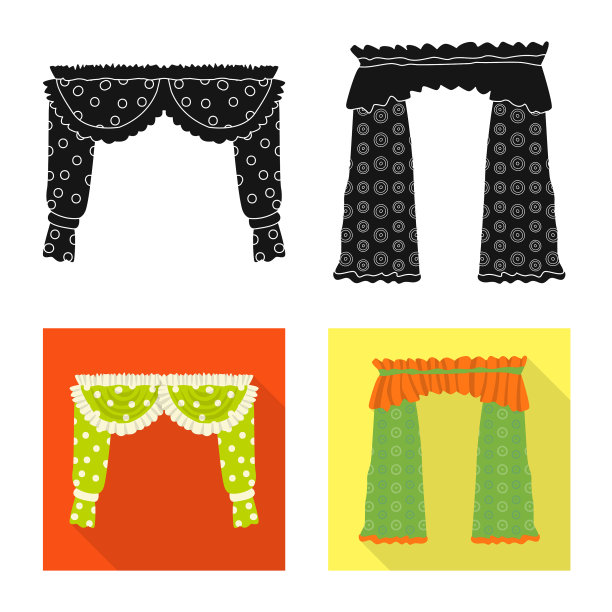 设计窗帘和窗帘图标集图片下载