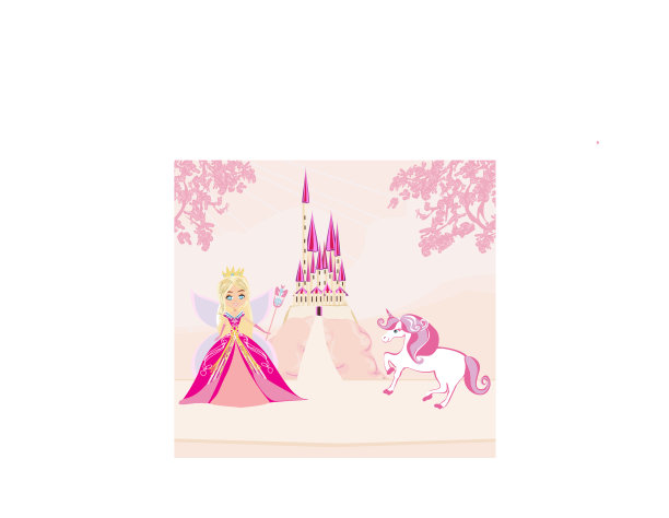 可爱的独角兽和美丽的仙女图片下载