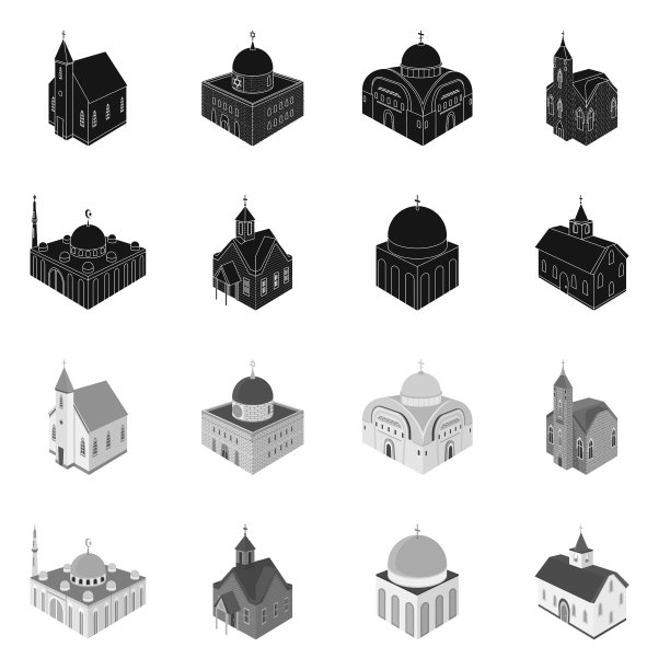 设计寺庙和历史标志集图片下载