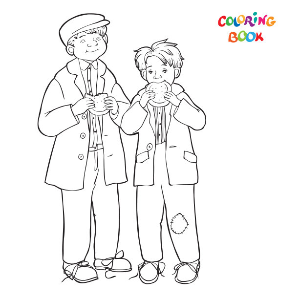 可怜的孩子吃着面包图片下载