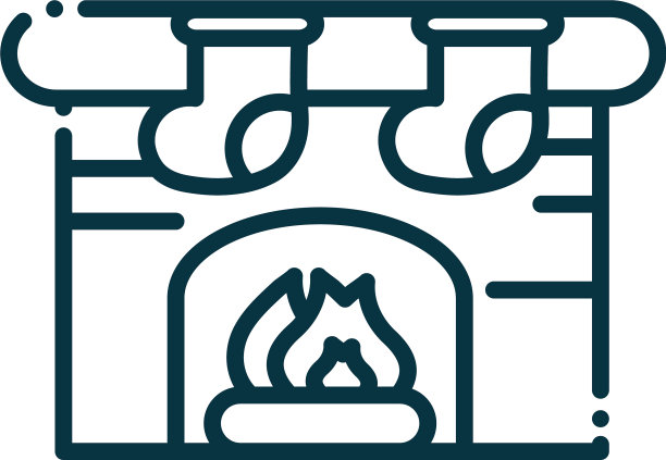 烟囱火快乐圣诞线图标图片下载