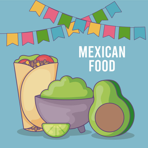 带有墨西哥食品标签的卡片图片下载