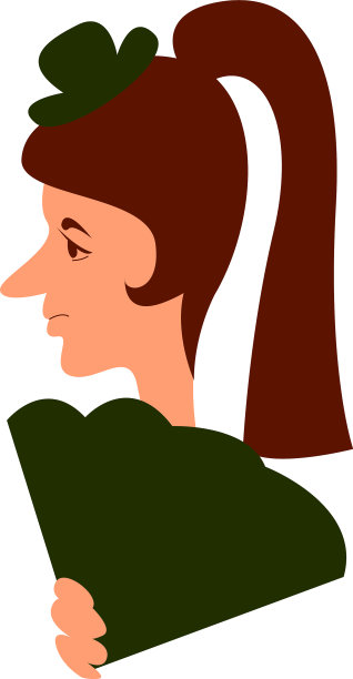 白底绿帽子的女人图片下载