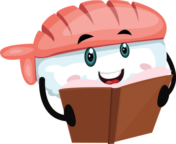 寿司在白色的背景上看书图片下载