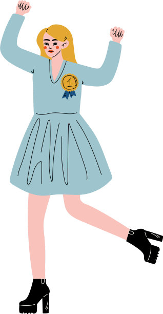 快乐的金发女孩庆祝胜利成功图片下载