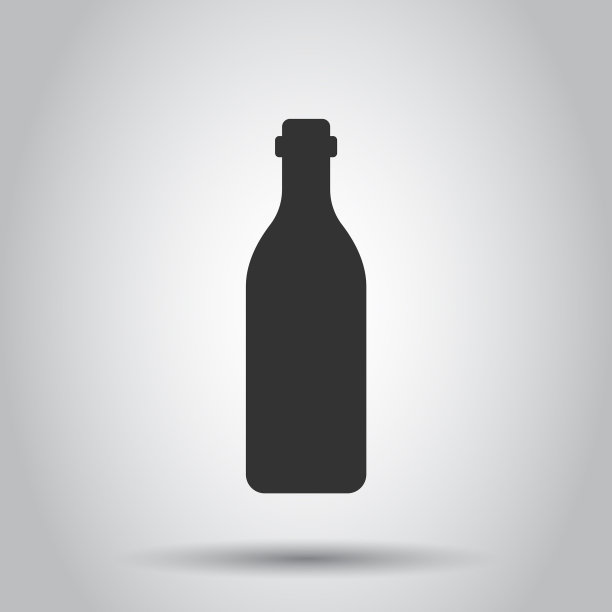酒瓶图标在平底风格的酒瓶上图片下载