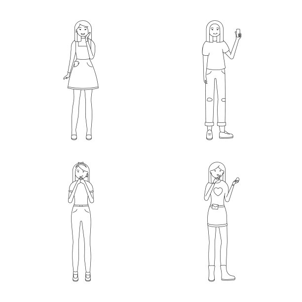 孤立对象姿态和情绪图标集图片下载