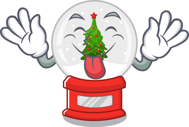 舌头伸出微型圣诞雪花球卡通图片下载