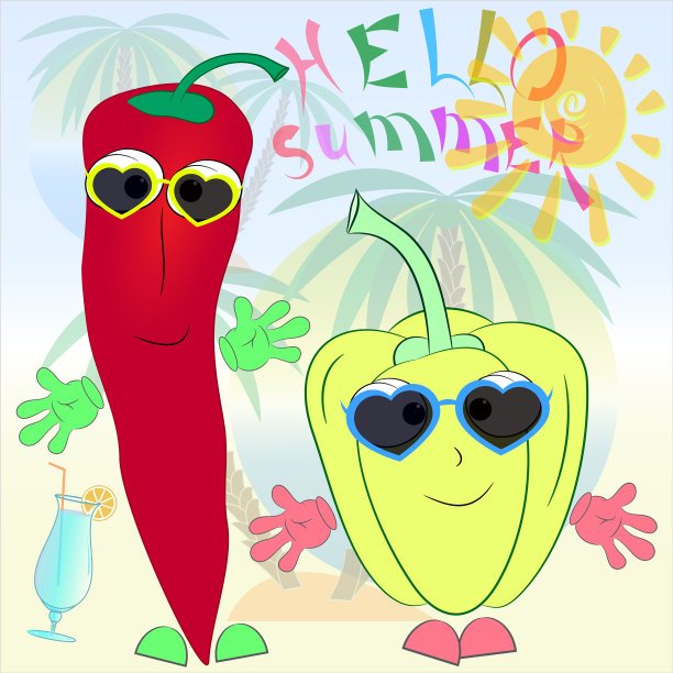 欢乐椒卡通夏季海报图片下载