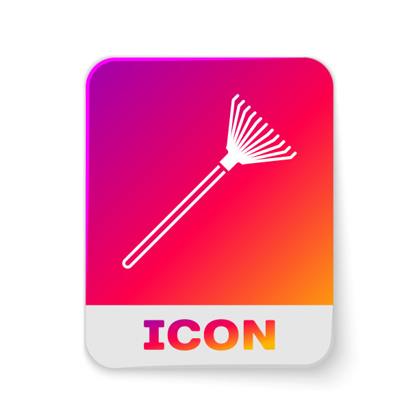 白色花园耙叶图标孤立上图片下载