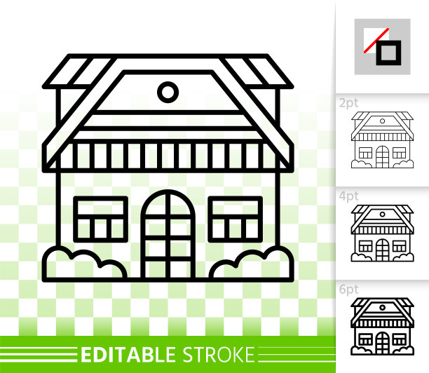 房子简单的黑色线条home外部图标图片下载