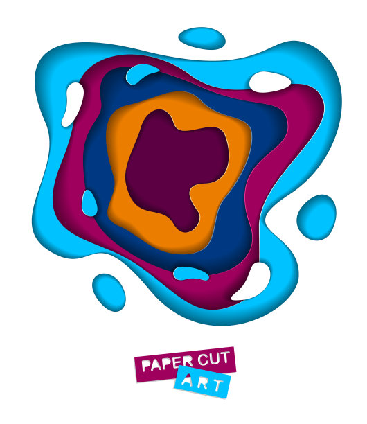 抽象彩色纸剪出弯曲的形状图片下载