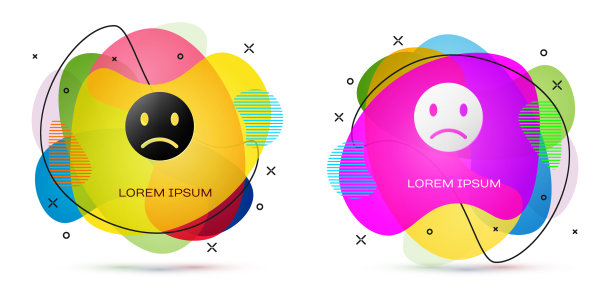 颜色悲伤的微笑图标孤立在白色的背景图片下载
