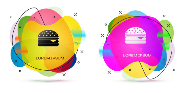 颜色汉堡图标孤立在白色背景图片下载
