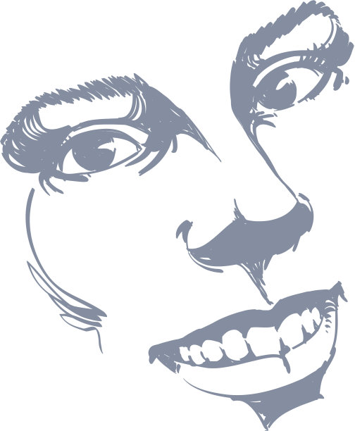 面部表情手绘的脸一个女孩图片下载