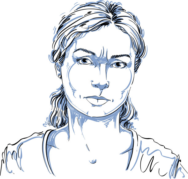 图形手绘白皮肤愤怒的女士与图片下载