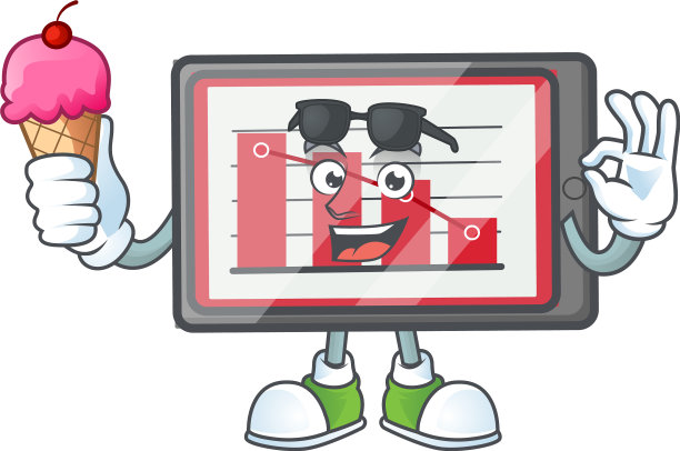 用冰淇淋顺着图表横放在桌子上图片下载