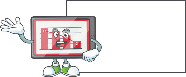 与板下降图表横桌与吉祥物图片下载