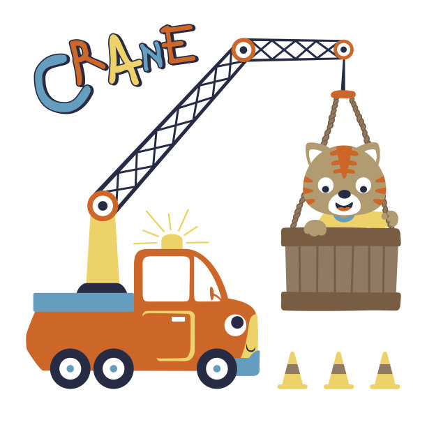 吊车与小猫的卡通图片下载