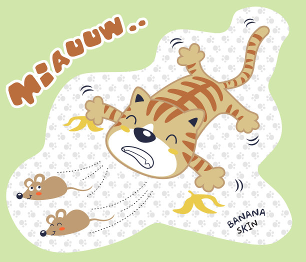 一只猫捉老鼠，一只猫掉下香蕉图片下载