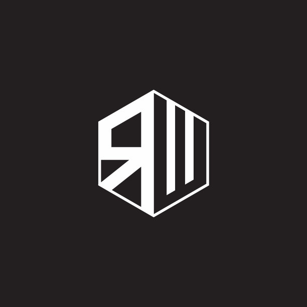 Rw标志字母六边形与黑色背景图片下载