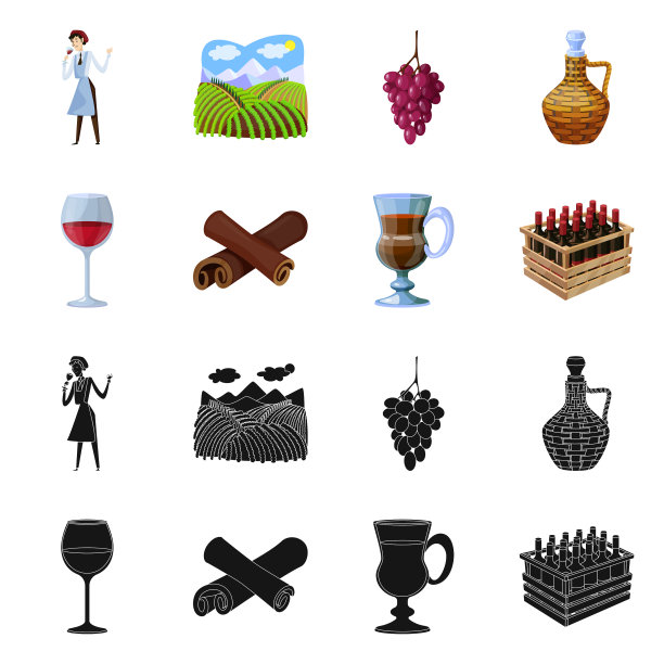 设计农场和葡萄园标志套图片下载