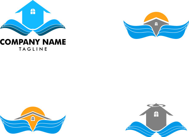 带翅膀的房屋Logo模板图标设计图片下载