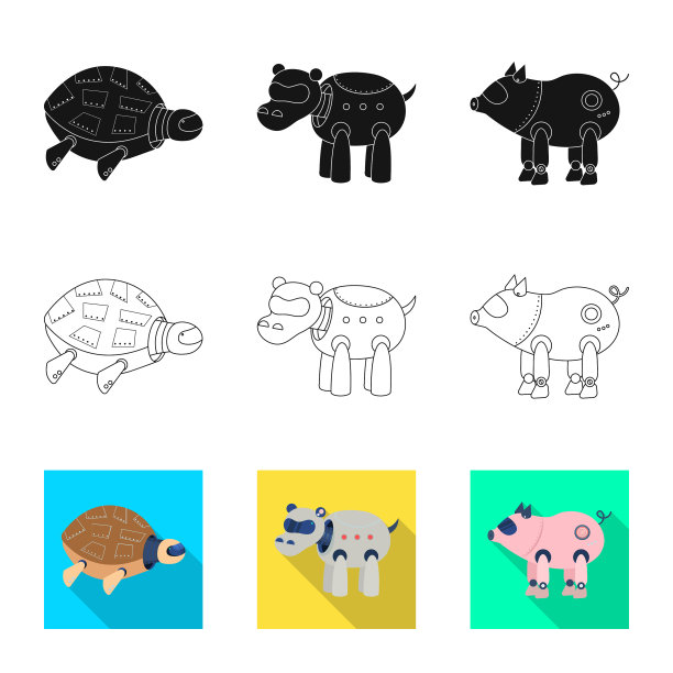 孤立物体玩具和科学图标集图片下载