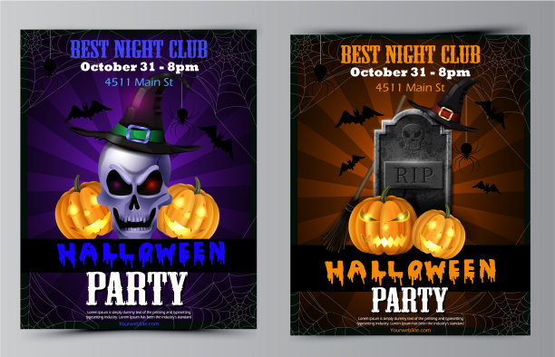 有南瓜的万圣节派对传单图片下载