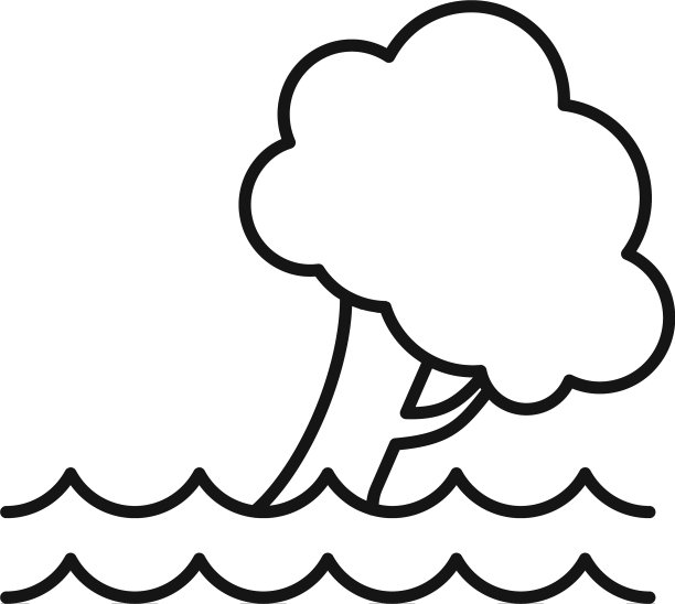 树下洪水图标轮廓风格图片下载