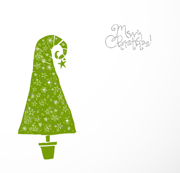 圣诞贺卡与绿色圣诞树图片下载