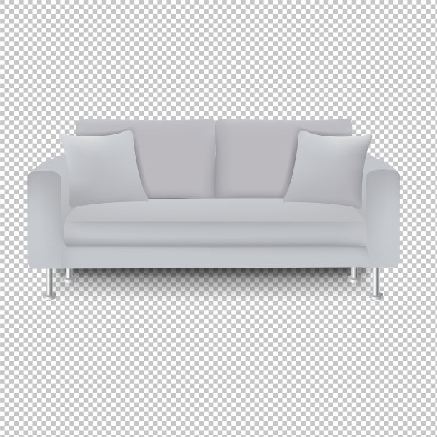 灰色沙发床与孤立的透明背景图片下载