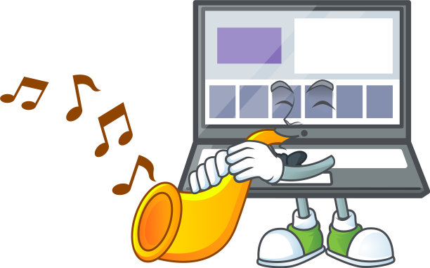 与喇叭笔记本电脑卡通吉祥物白色图片下载