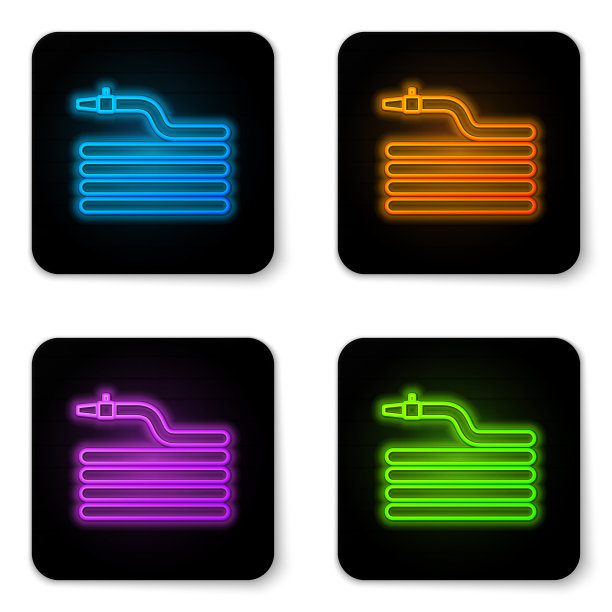 发光的霓虹灯花园软管或消防软管图标图片下载