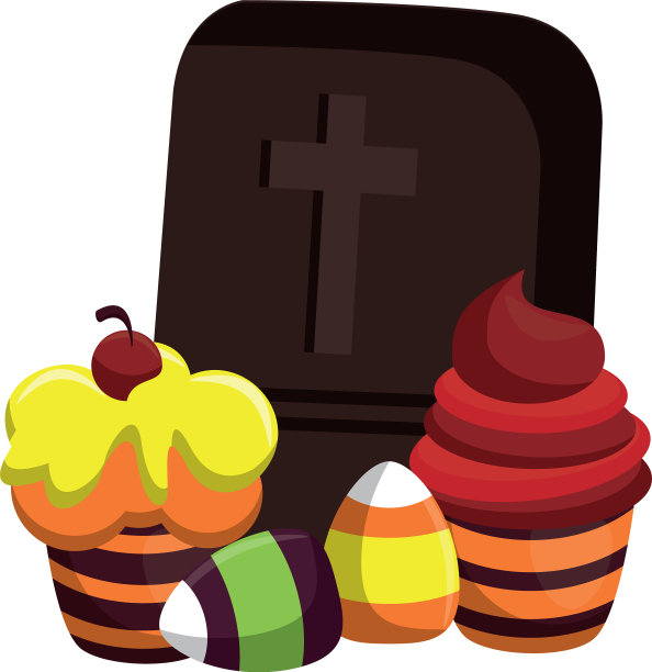 带墓地的万圣节甜纸杯蛋糕店图片下载
