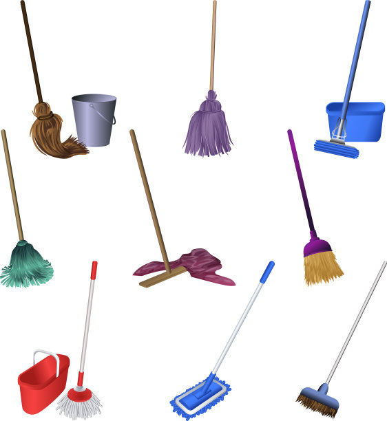 拖把图标设置卡通风格图片下载