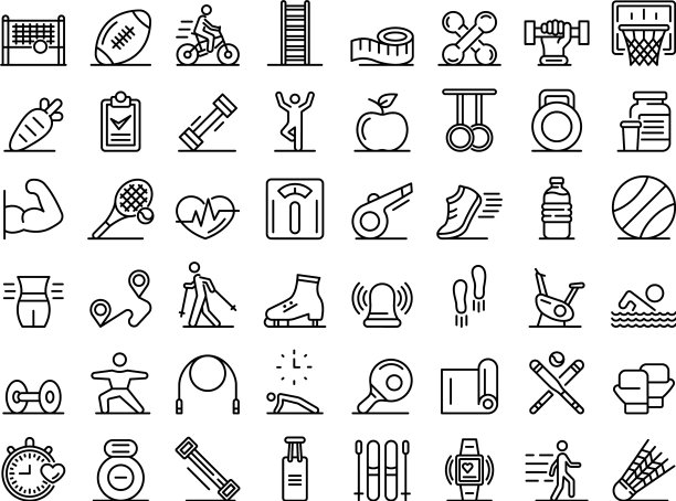 户外健身图标设置轮廓风格图片下载