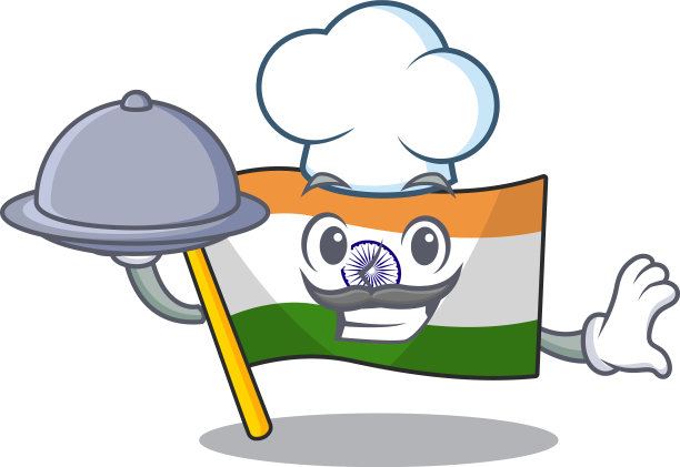 厨师与食品旗印度孤立在图片下载